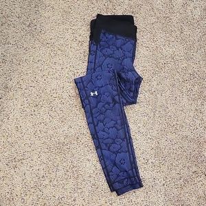 Under Armour, size medium, purple and black patterned workout leggings